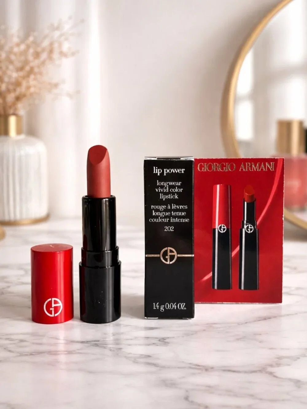 Giorgio Armani Lip Power Longwear Vivid Color Lipstick - 202 Grazia *travel Size